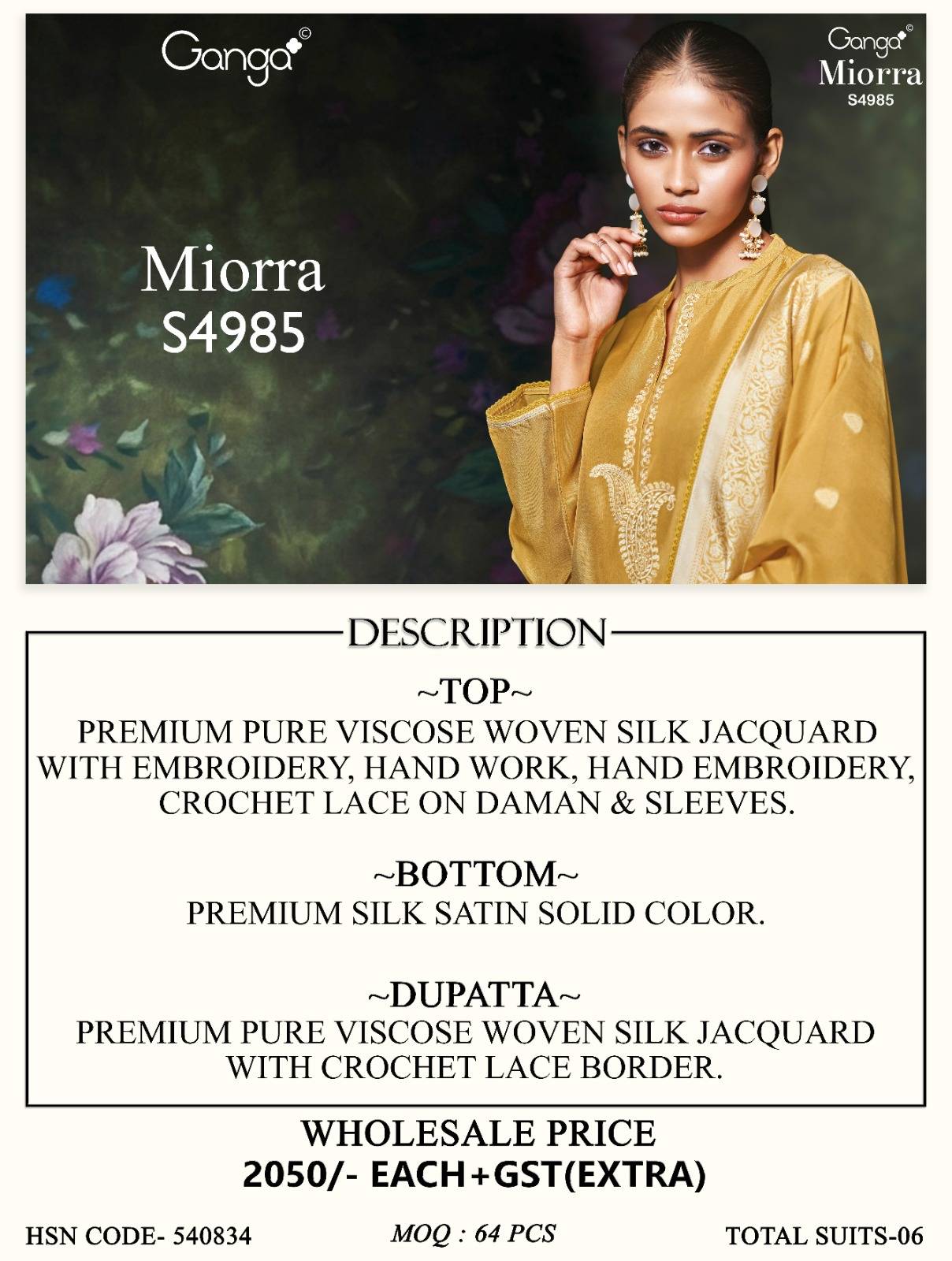 MIORRA 4985 By Ganga Fashion Stylish Beautiful Colourful PURE VISCOSE WOVEN SILK JACOUARD Dresses At Wholesale Price